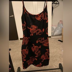 Medium Red and Black Dragon Skinny Dress